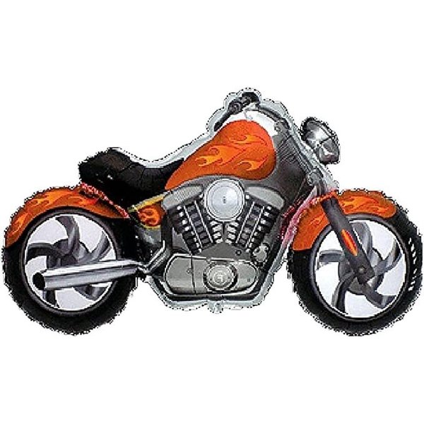 Loonballoon MOTORCYCLE Hog BIKE Orange Black 45in. Party Mylar Foil Balloon LB-BB-434098